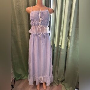 Light Blue two piece set  with White Accents boho fairy